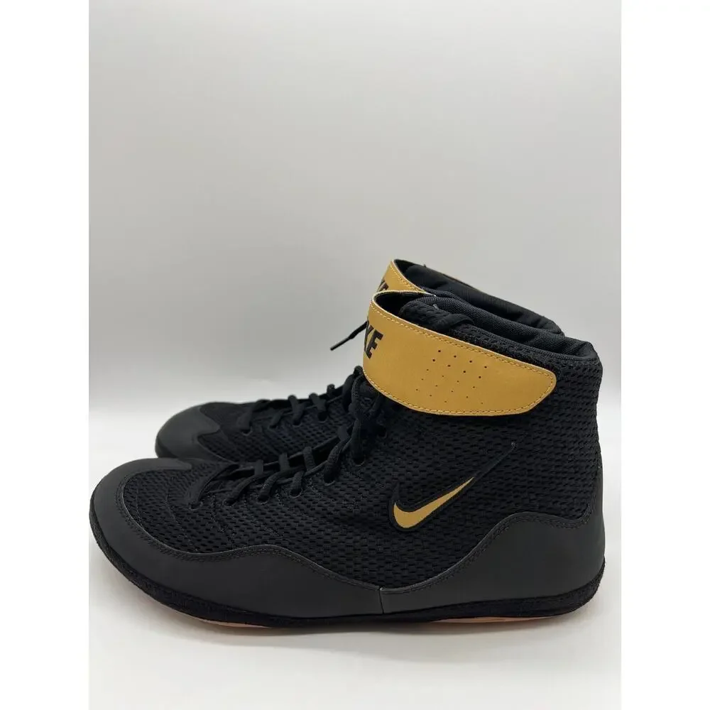 Nike Inflict 3 Wrestling Boxing Shoes Black Gold 325256-004 Men's Size 14
